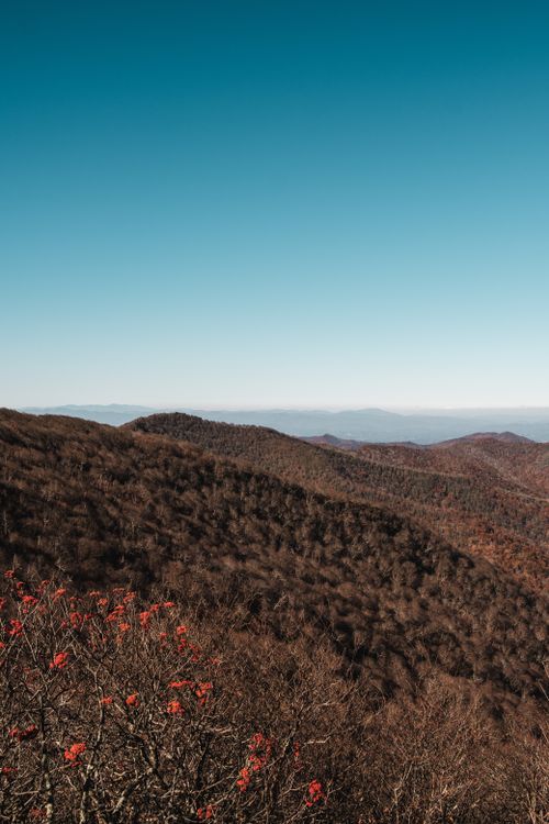 Free Beautiful view of the Blue Ridge Mountains in North Carolina during autumn with clear skies. Stock Photo