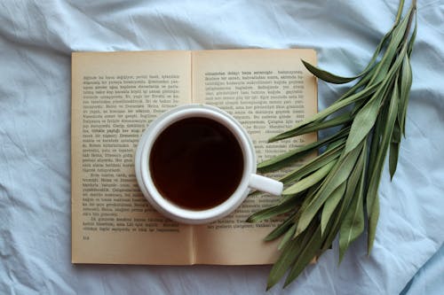 A Cup of Coffee over an Open Book