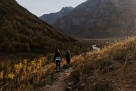 2 Person Walking on Dirt Road Near Green Grass Field