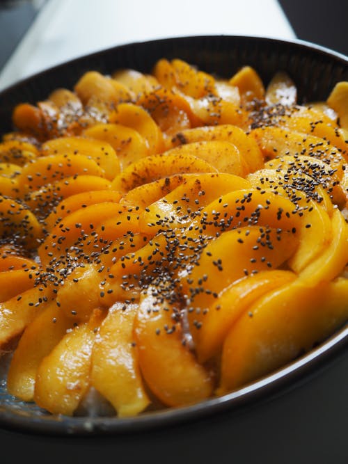 Close-up of a Cake with Peaches 