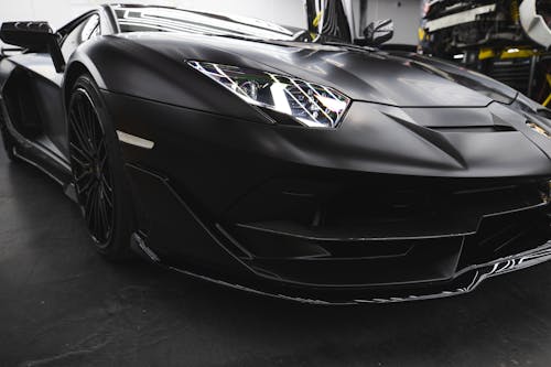 Close-Up Shot of a Black Sports Car