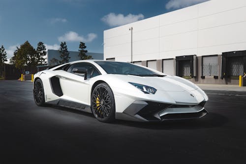 A White Lamborghini Aventador Sv