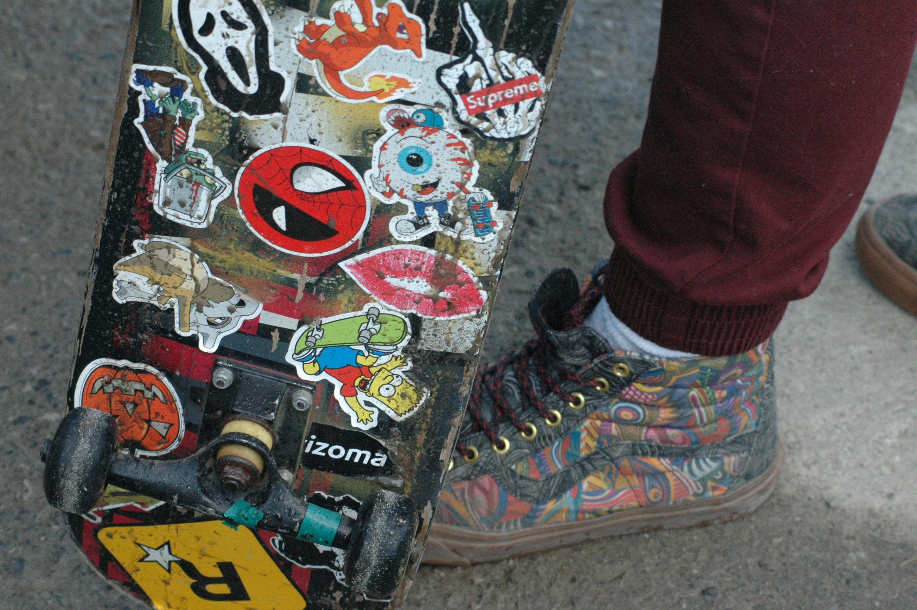 Free stock photo of grunge, skateboard, stickers