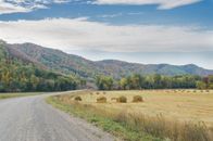 Unpaved Road Beside Grass Field and Mountains