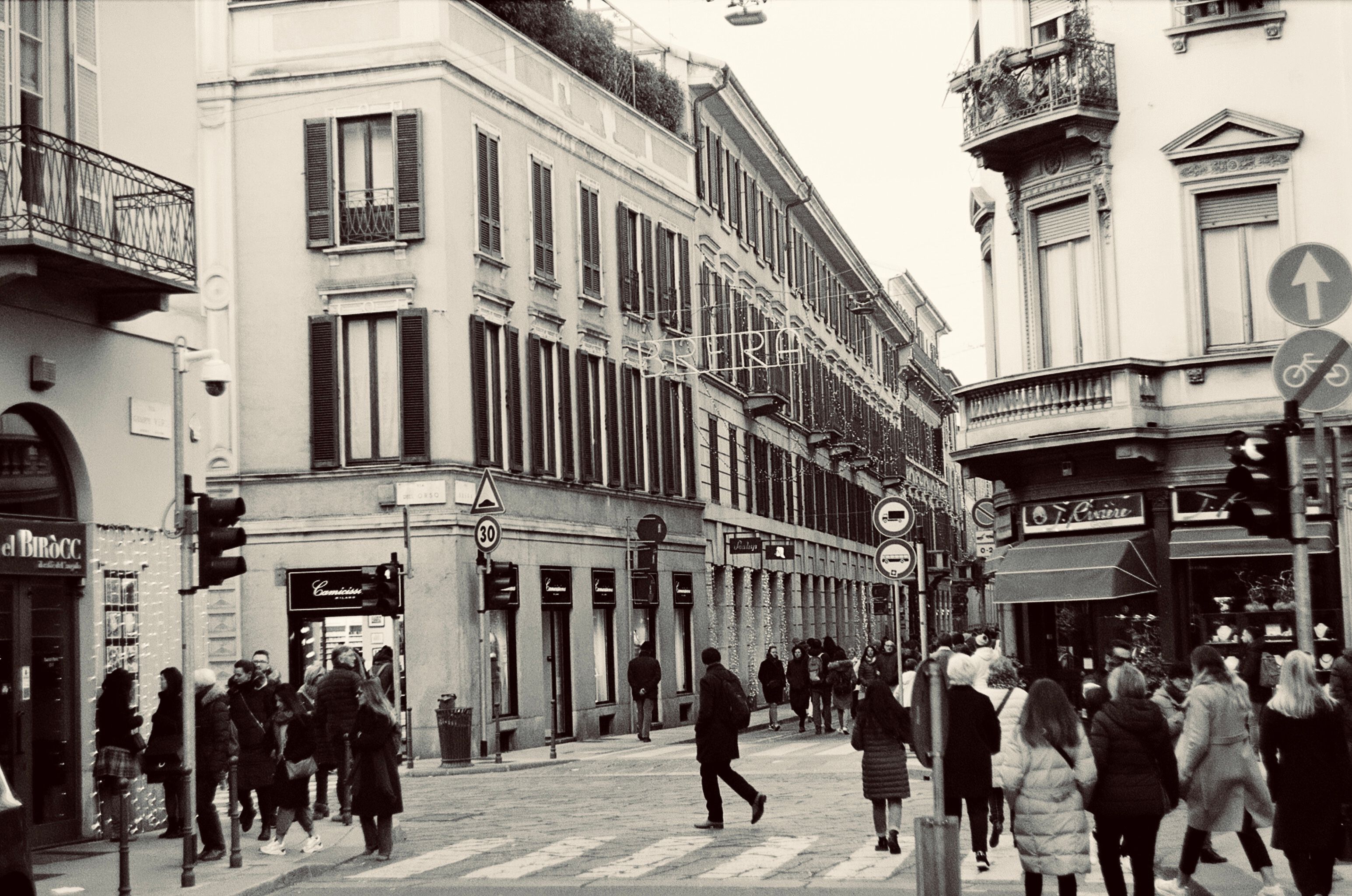 Grayscale Photo of People Walking on the Street · Free Stock Photo