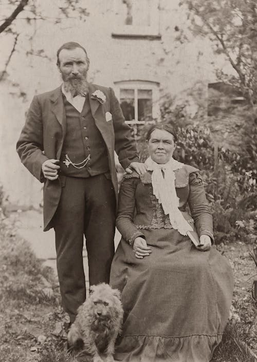  Vintage Photo of Couple With Dog