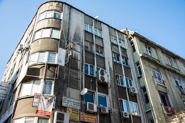 An Old Commercial Building Under Blue Sky