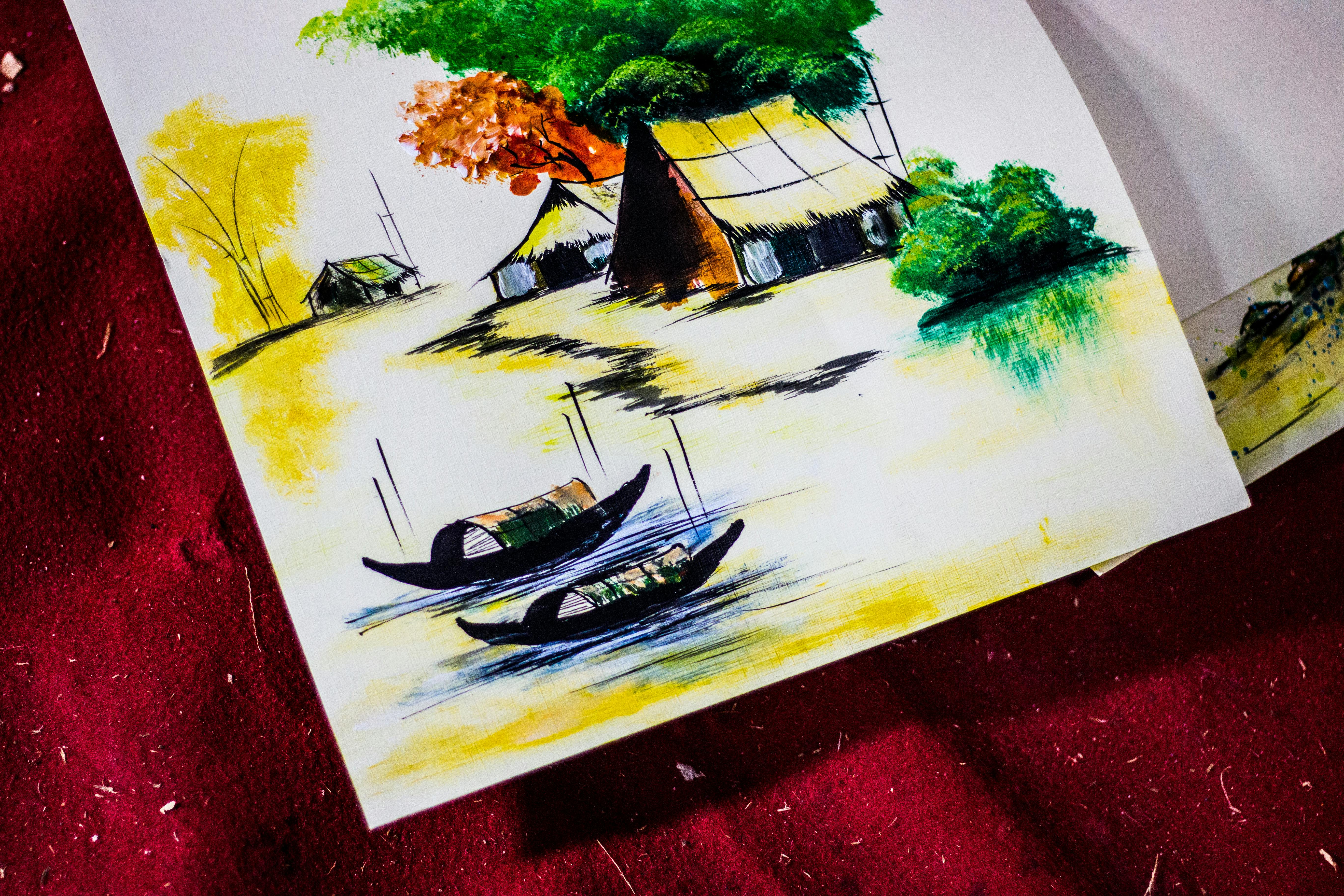 Free stock photo of boat, painting, vietnam