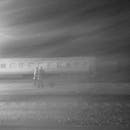 Grayscale Photo of People Walking on Road near the Train
