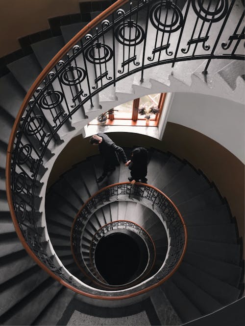 Gray Concrete Spiral Stairs