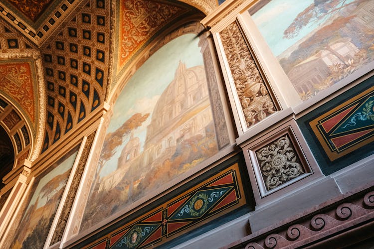 Paintings On The Walls Of A Historical Building