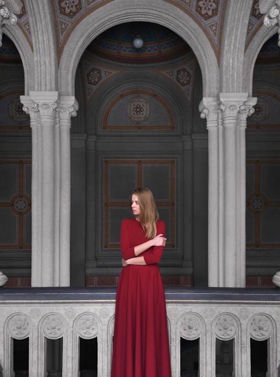 Woman In Red Long-sleeve Dress · Free Stock Photo