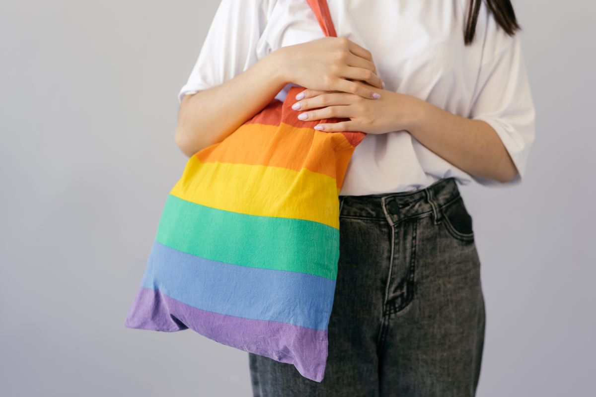 Colorful rainbow tote bag