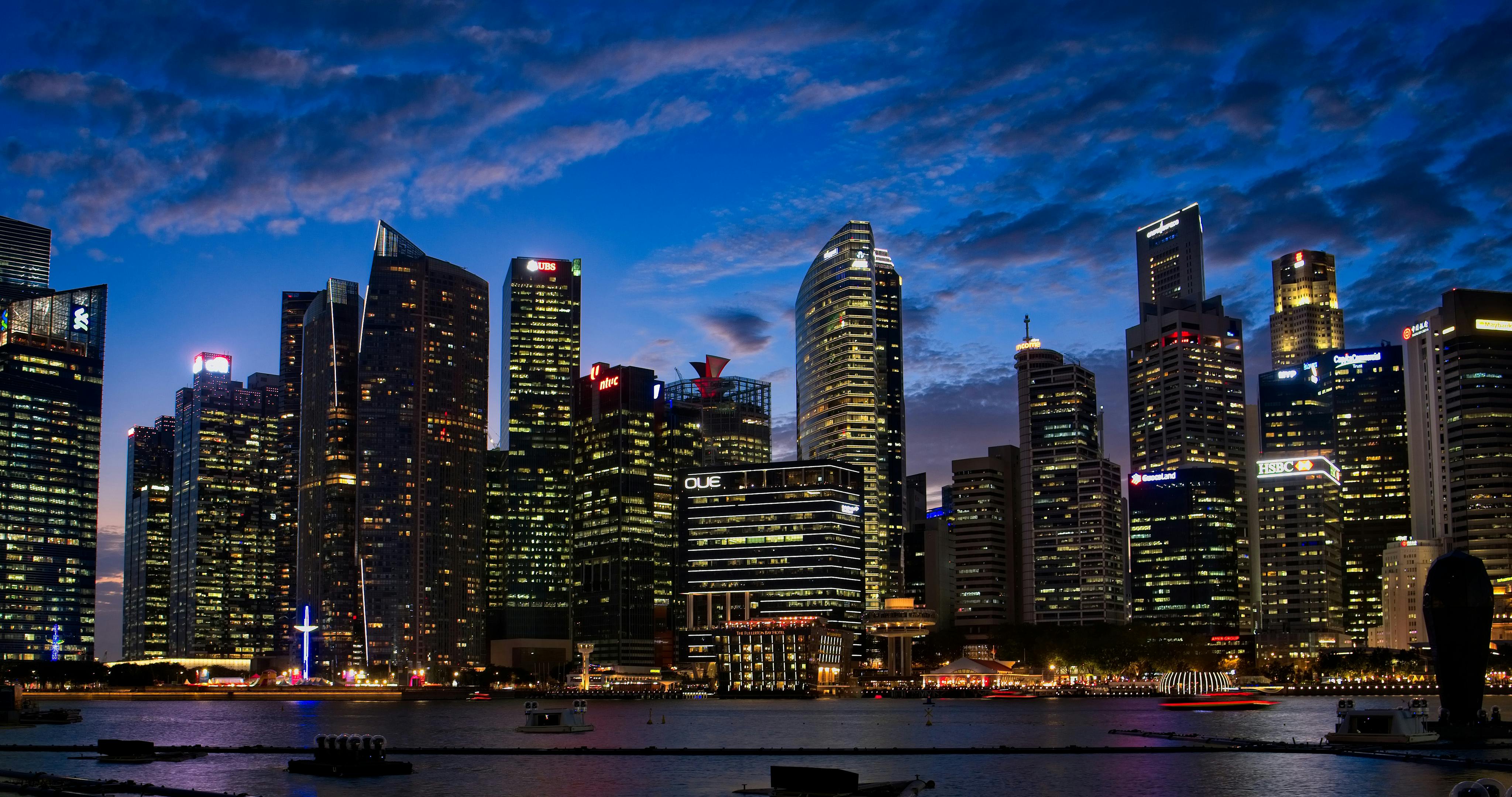 Singapore by night stock image. Image of district, city - 23151969