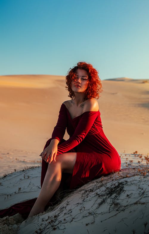 Free Alluring Woman in Red Dress Stock Photo