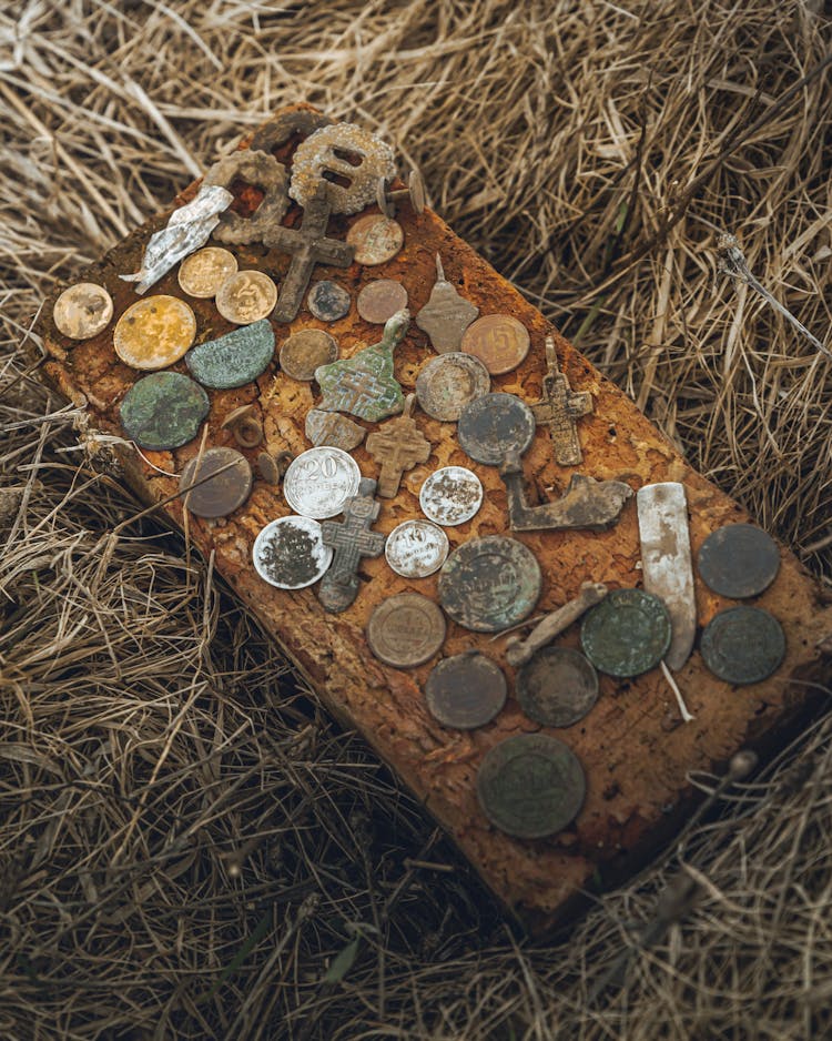 Collection Of Old Coins And Artifacts 