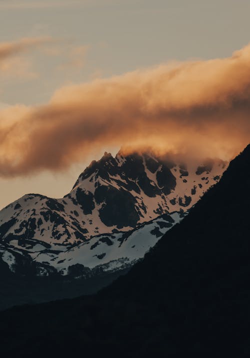 Snow Covered Mountain Under the Clouds