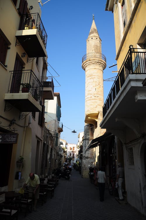 Minaret of Achmet Aga seen from Street of Khania, Creta