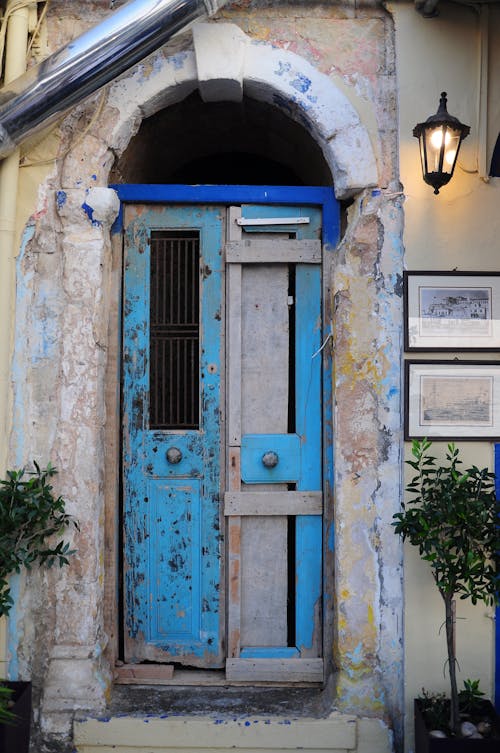 Blue Wooden Door Entrance of a House