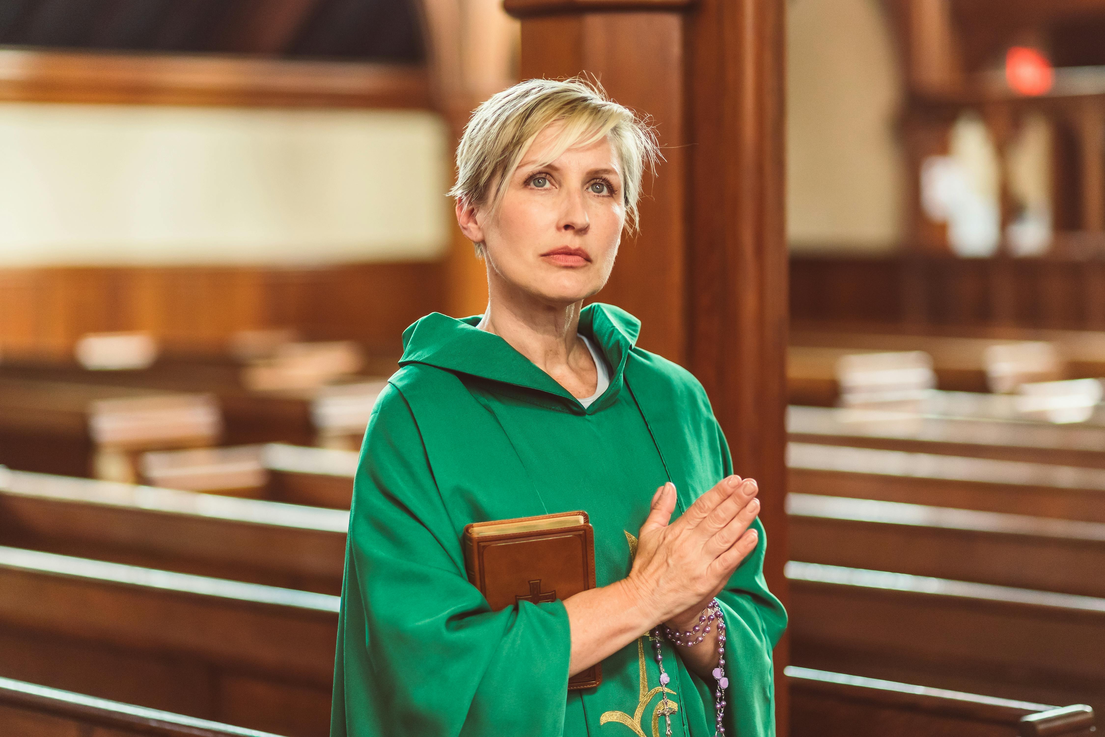 green cassok worn by woman