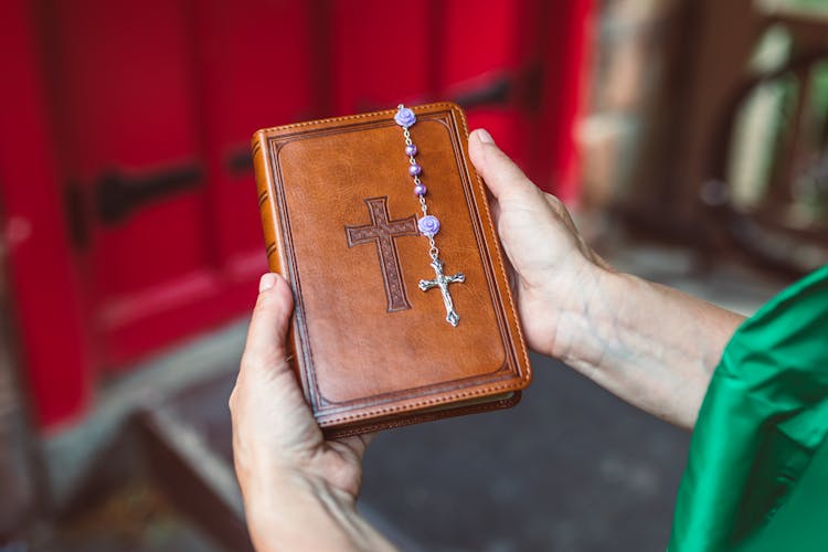 Rosary On A Bible