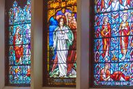 A Stained Glass Church Window with a Beautiful Design