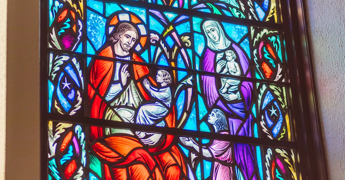 Holy Family Illustrated on Stained Glass · Free Stock Photo