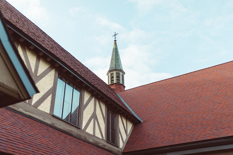 Low Angle Shot Of Church Roof 