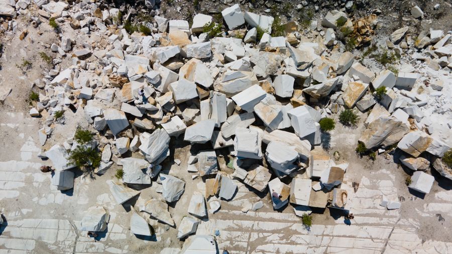 Active marble quarry mining operations