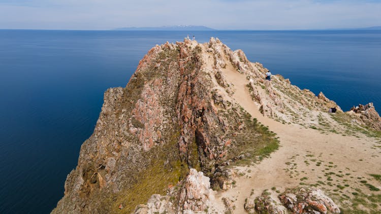 A Rocky Cliff In Lake Baikal, Russia