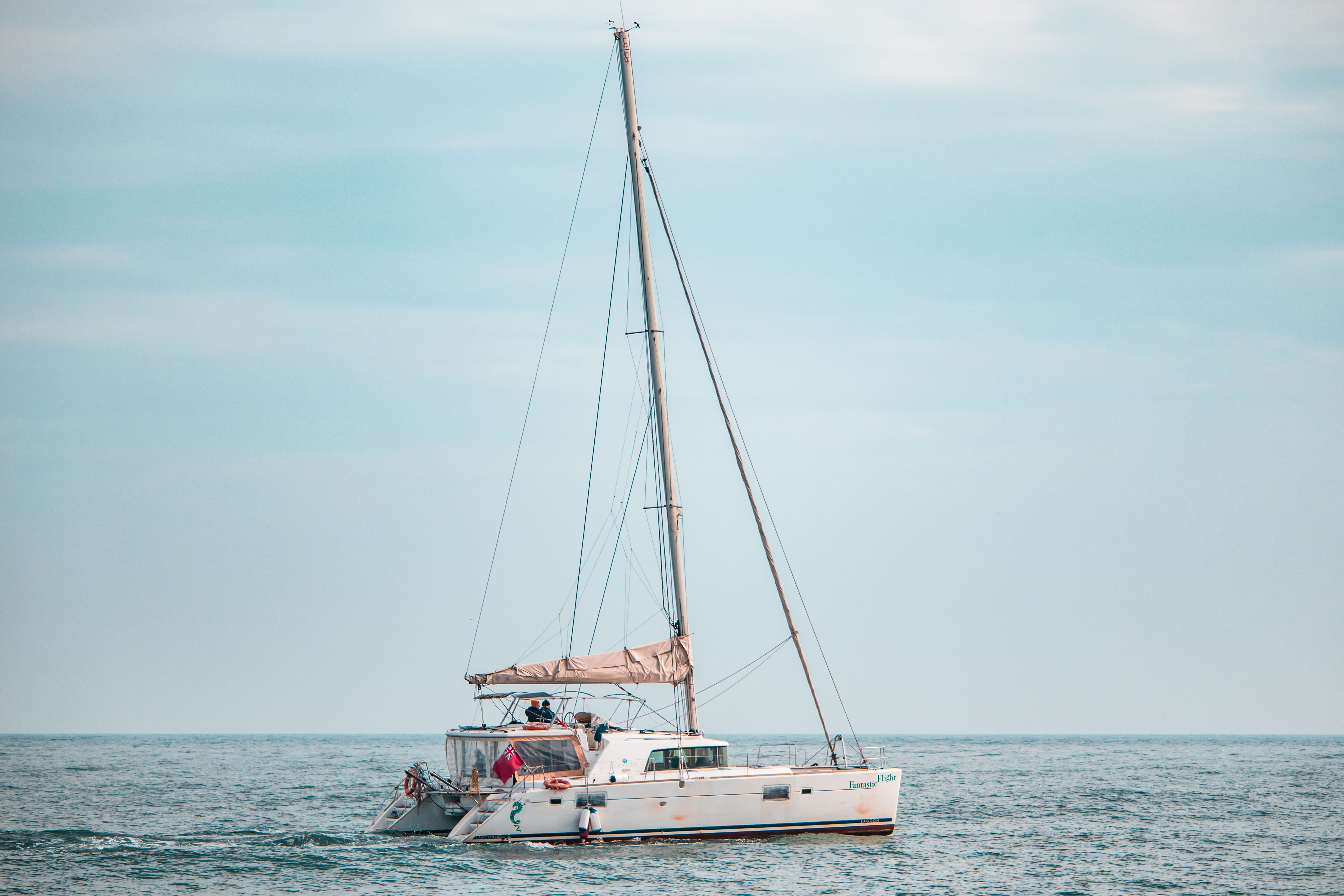 Sailboat catamaran on sea