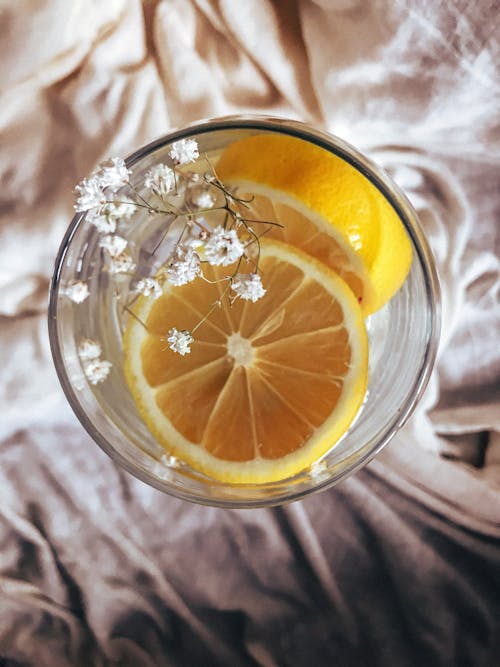 Water with a Lemon in a Glass