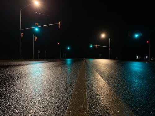 Free stock photo of alone, at night, county road