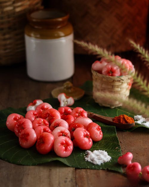 Rose Apples On A Leaf