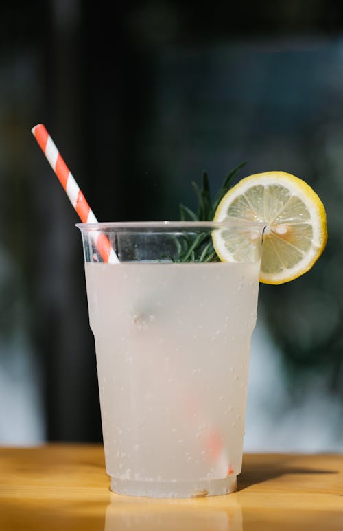 Free An Ice Cold Lemonade In Plastic Cup Stock Photo