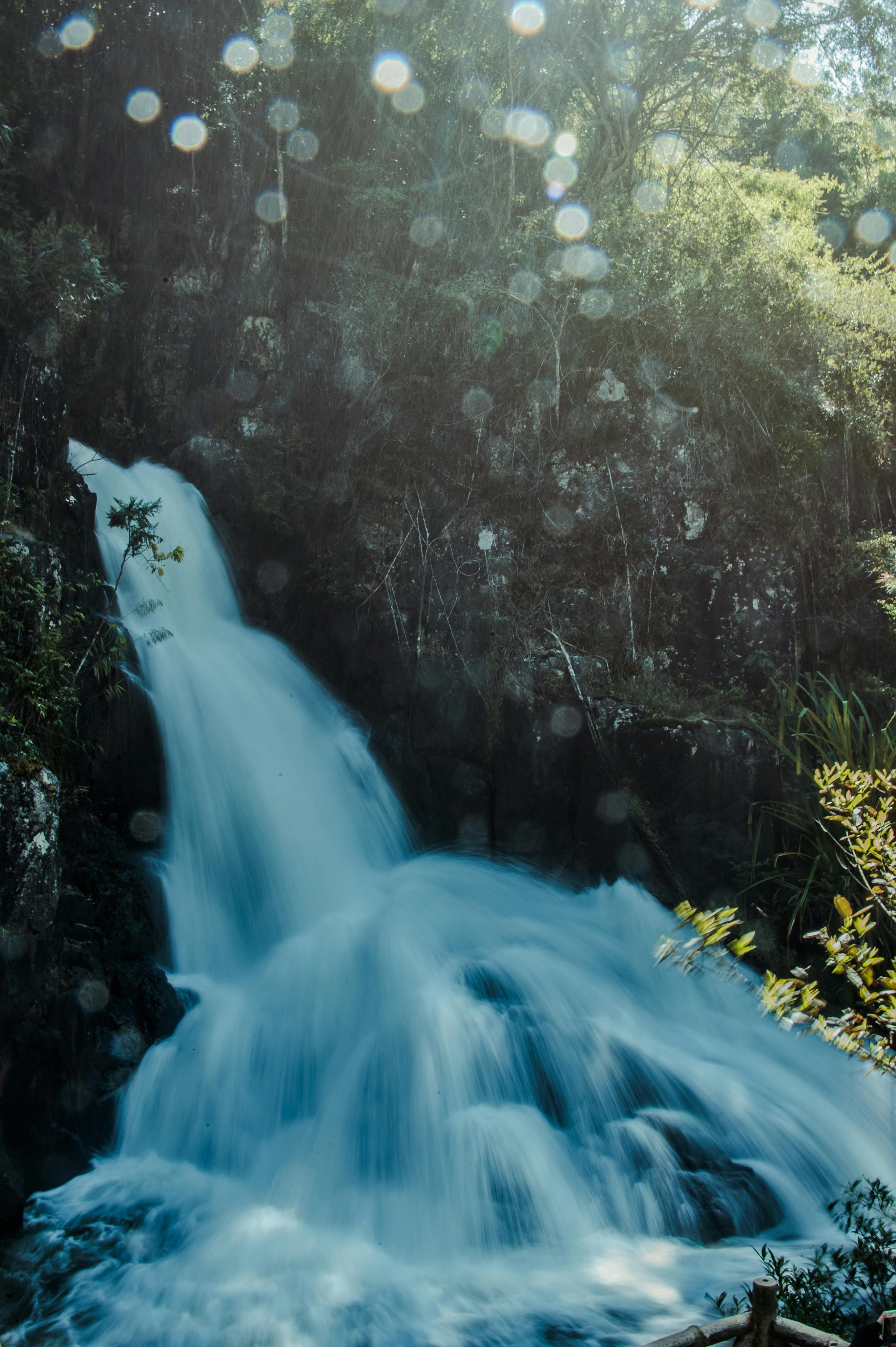 Timelapse Photography of Flowing Multi-tier Waterfall \u00b7 Free Stock Photo