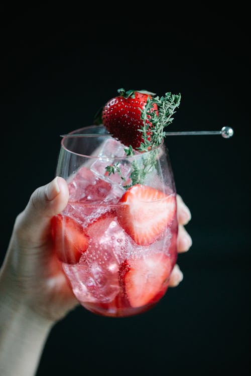 Berry Basil Detox Water with Strawberry for Wellness