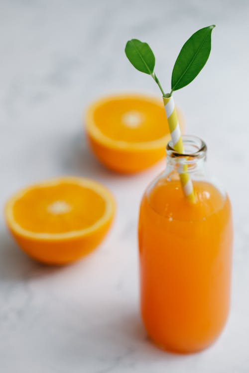 Orange Juice in a Glass Bottle