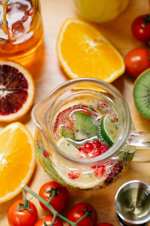 Free Glass Pitcher with Fruit Slices  Stock Photo