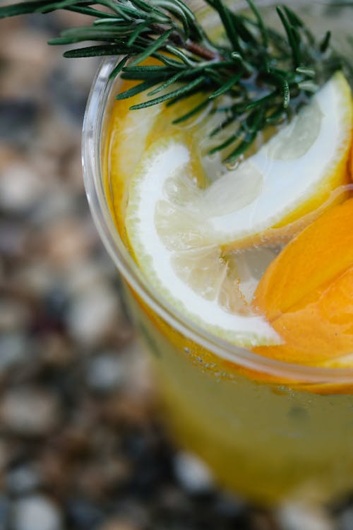 Sliced Fruits in a Drinking Glass