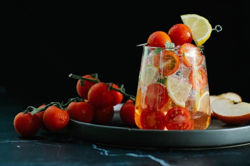 Sliced Fruits in a Drinking Glass