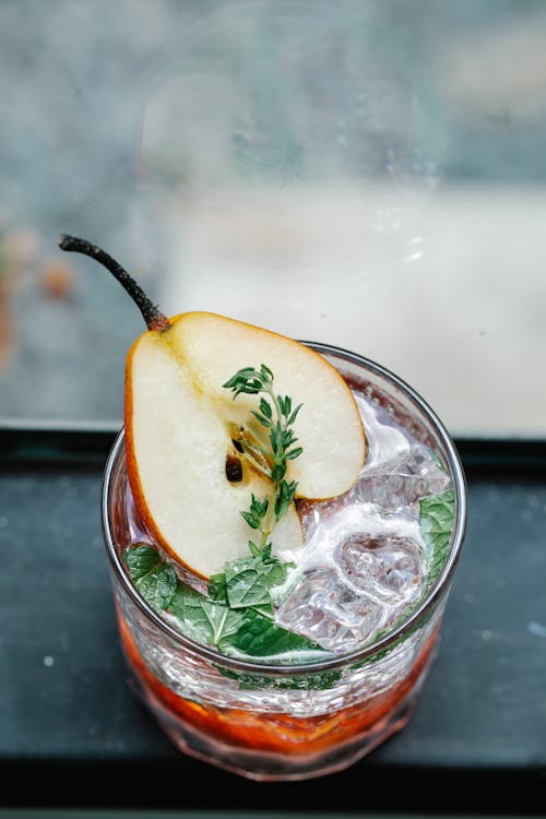 Sliced Apple in a Drinking Glass