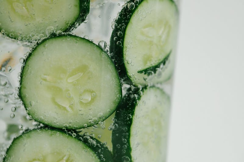 cucumber slices in water