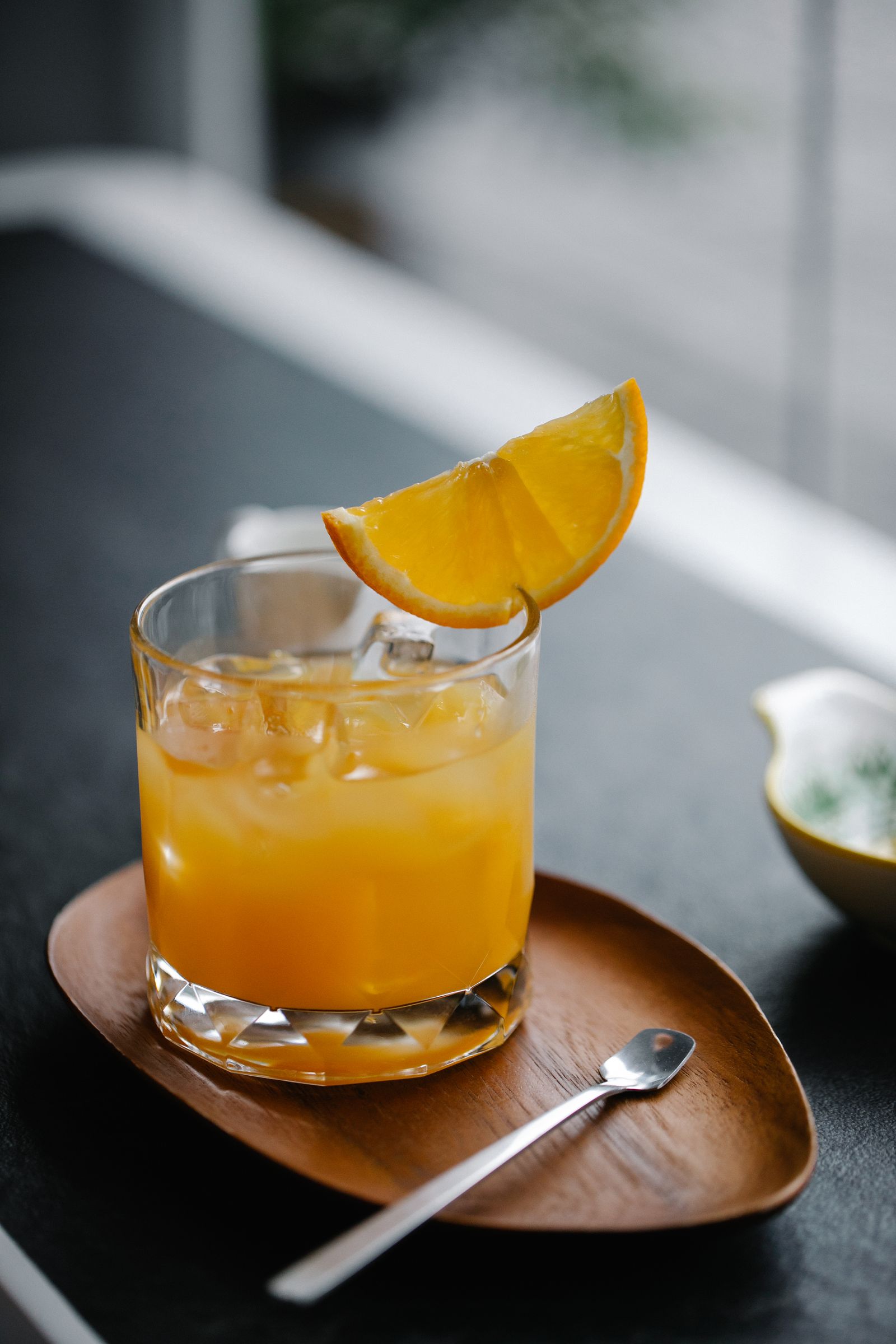 Non-alcoholic cocktail in a glass with citrus