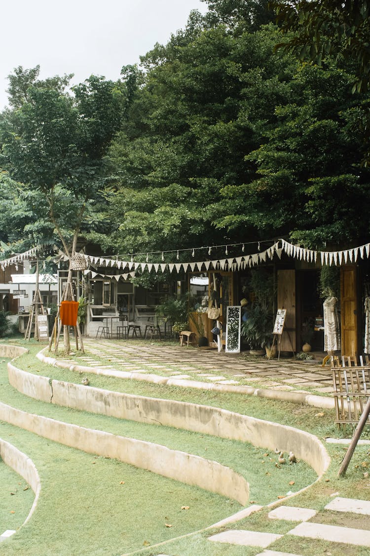 Trees And Decorations In Garden