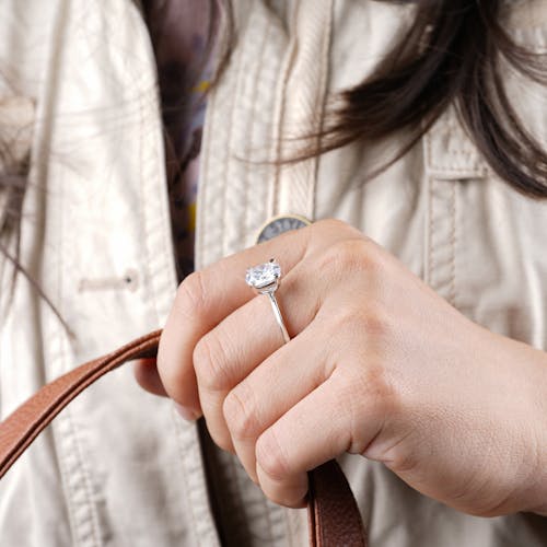 Person Wearing Diamond Ring