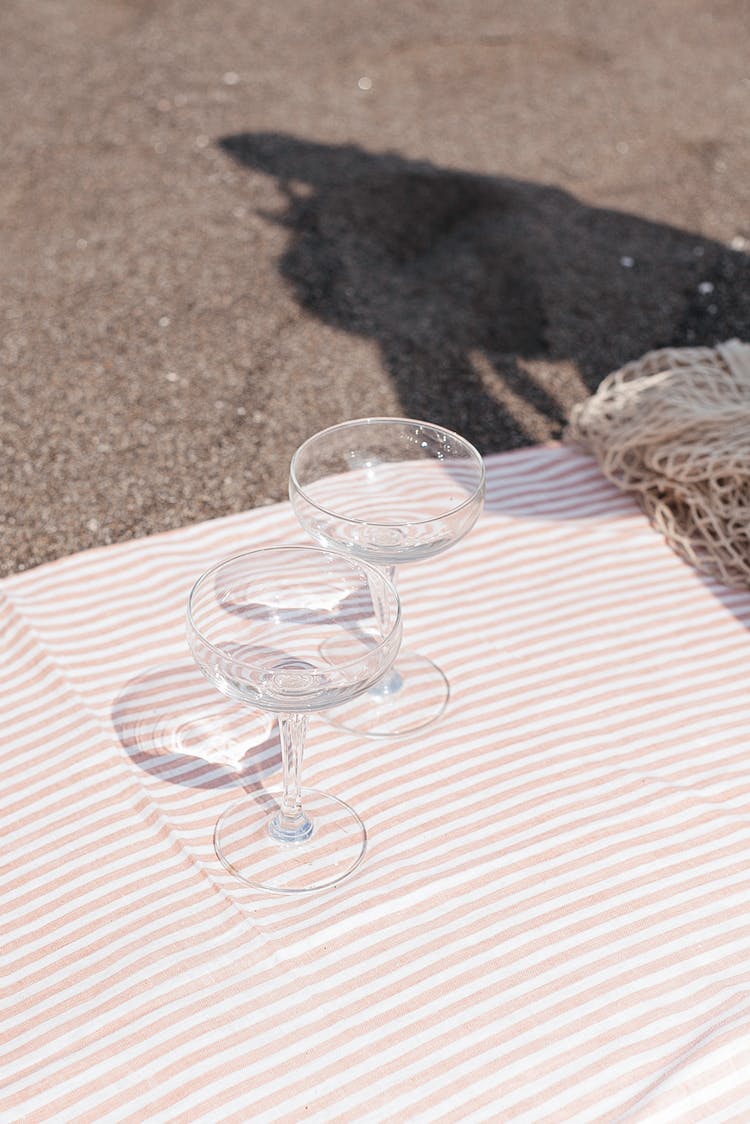 Margarita Glasses On A Picnic Blanket