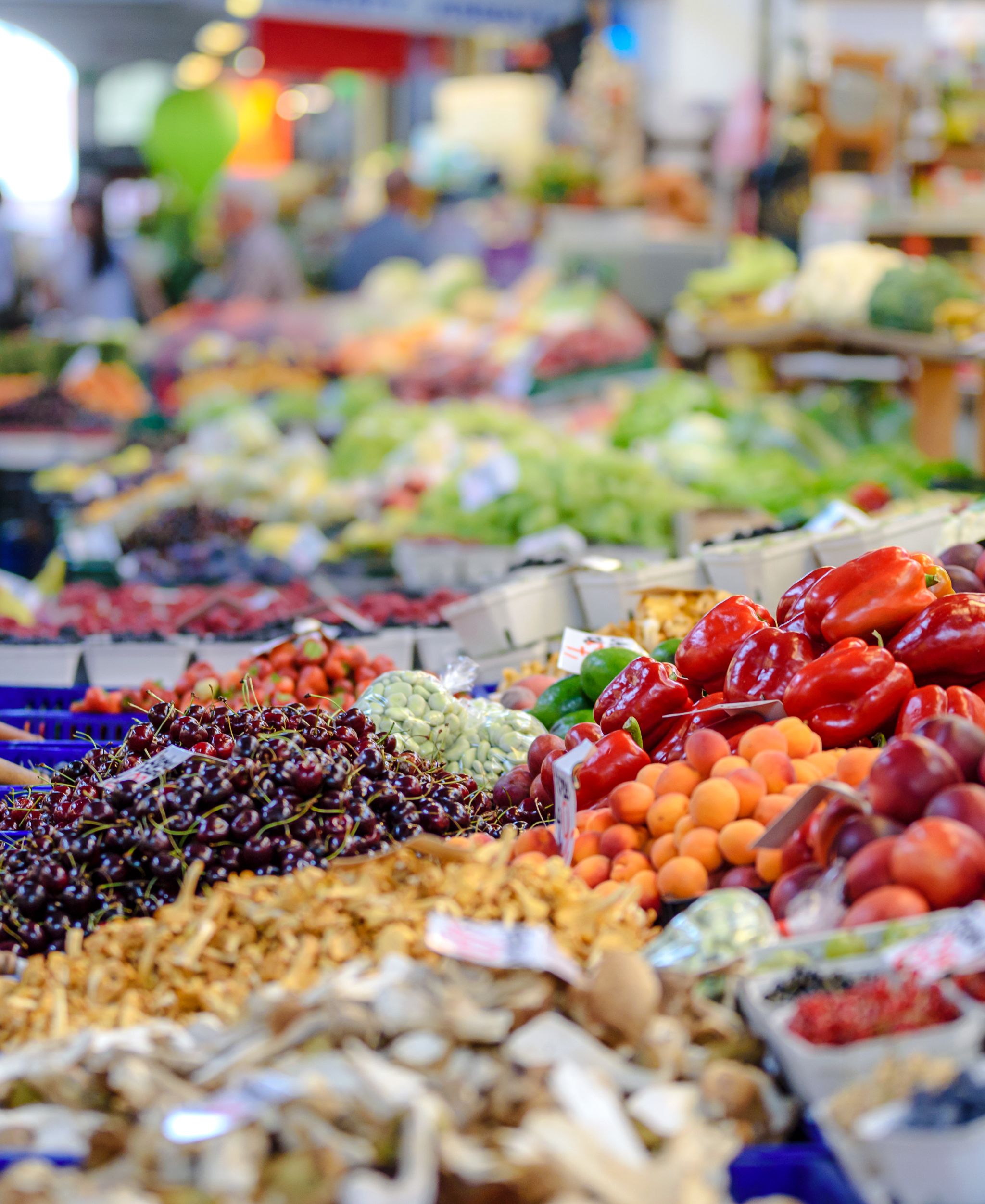 Fresh produce at a farmers market