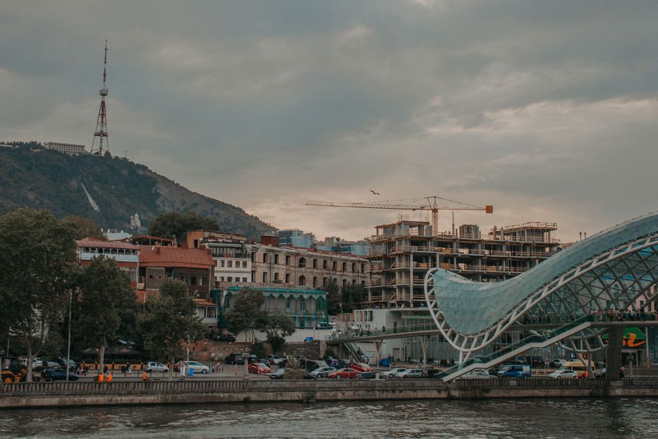 Smartphone screen showing Bolt ride-hailing app in Tbilisi, Georgia