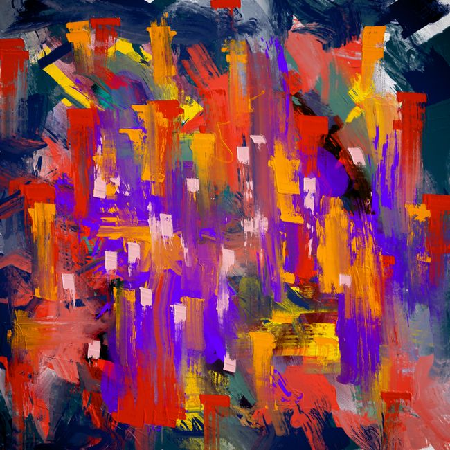 Fotomural Pintura abstracta dinámica y colorida con pinceladas vívidas en un estilo contemporáneo.